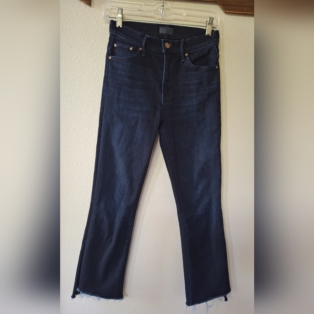 Mother The Insider Crop Step Fray Dark Wash Stretch Womens Size 25